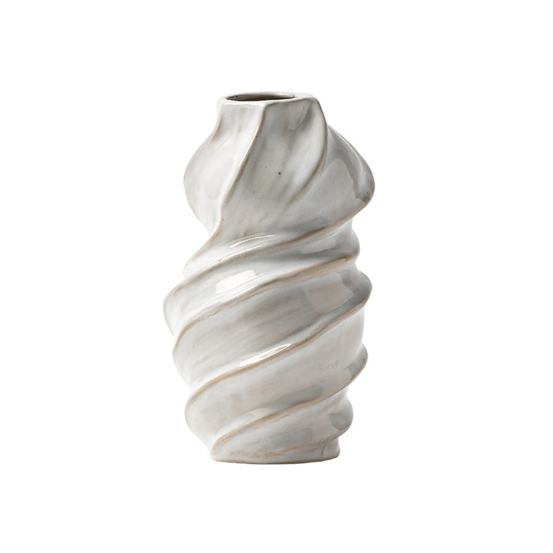 Spiral Sculptural Ceramic Flower Vase