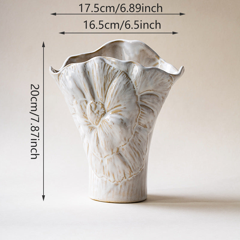 Floral Relief Ceramic Decorative Flower Vase