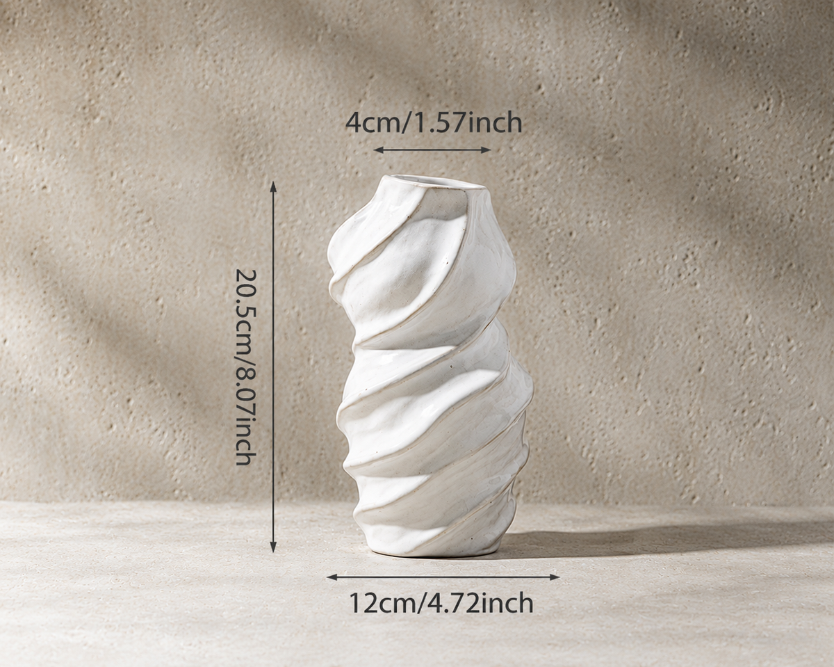 Spiral Sculptural Ceramic Flower Vase