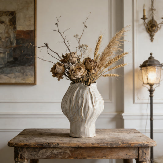 Rustic Textured Ceramic Flower Vase