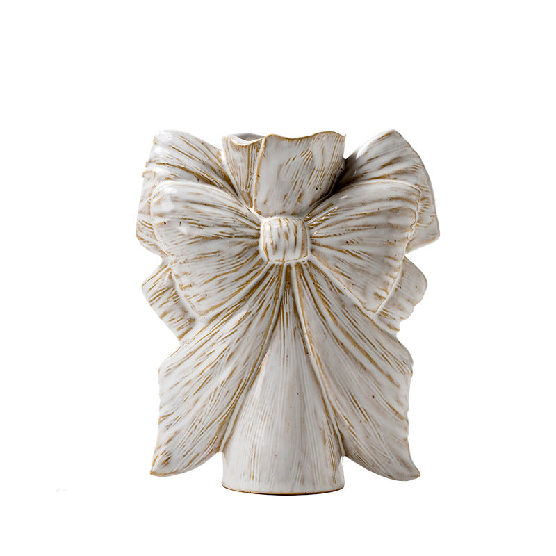 Bow-Shaped Ceramic Decorative Flower Vase