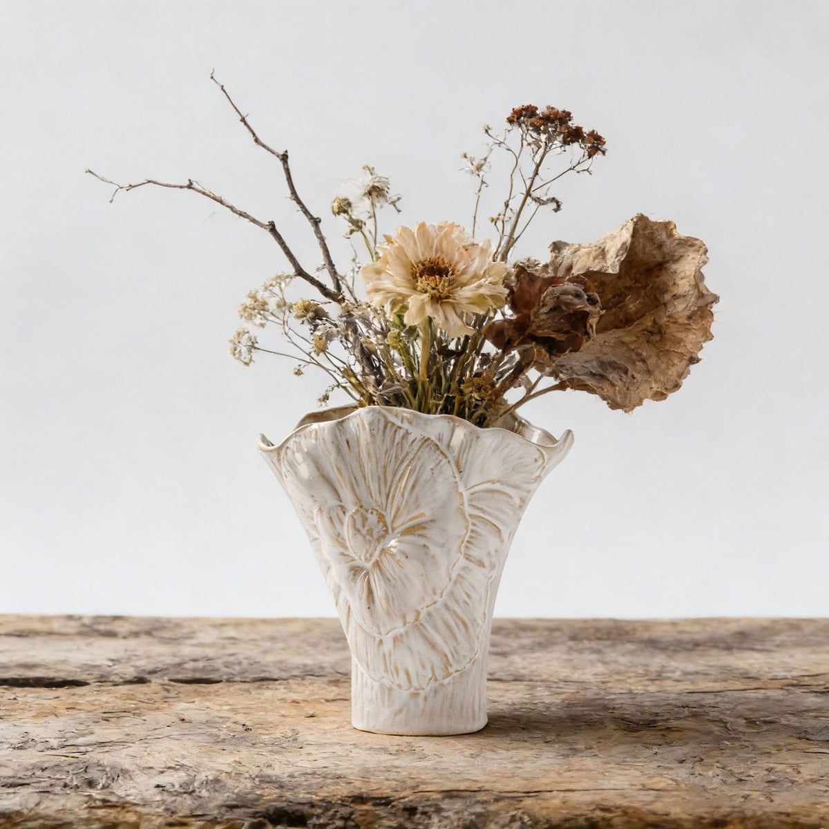 Floral Relief Ceramic Decorative Flower Vase