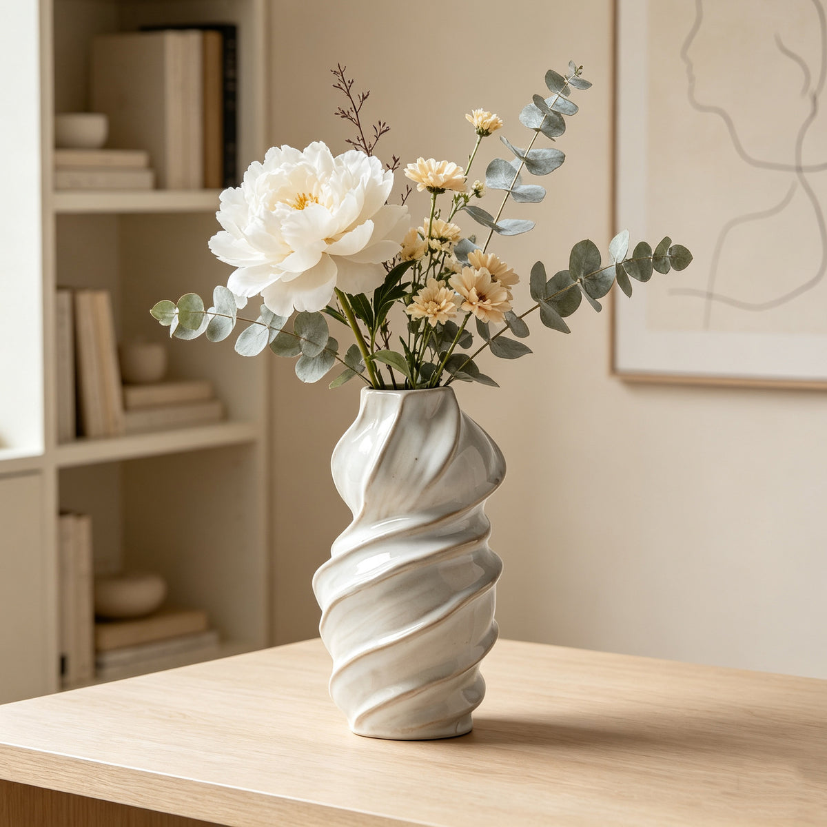 Spiral Sculptural Ceramic Flower Vase