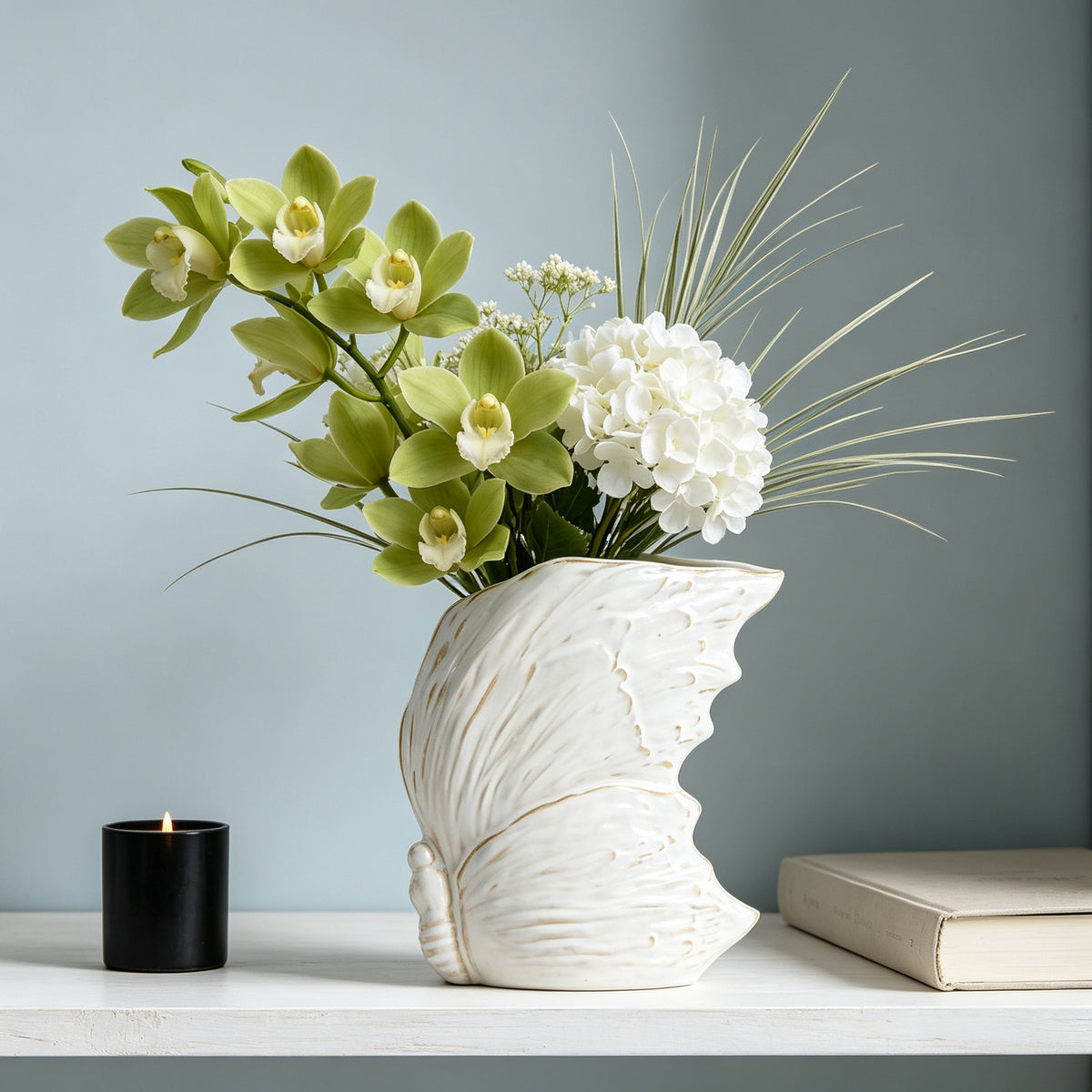 Butterfly-Shaped Ceramic Flower Vase