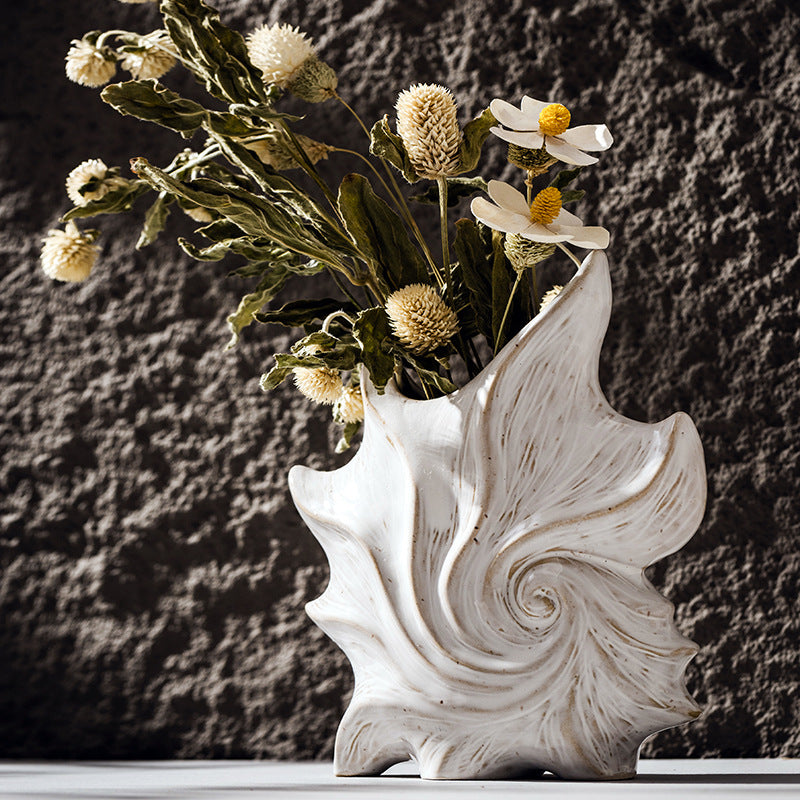 Nautilus Shell Ceramic Decorative Vase