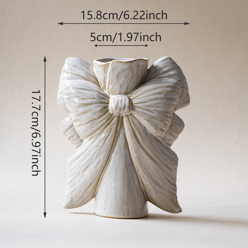 Bow-Shaped Ceramic Decorative Flower Vase