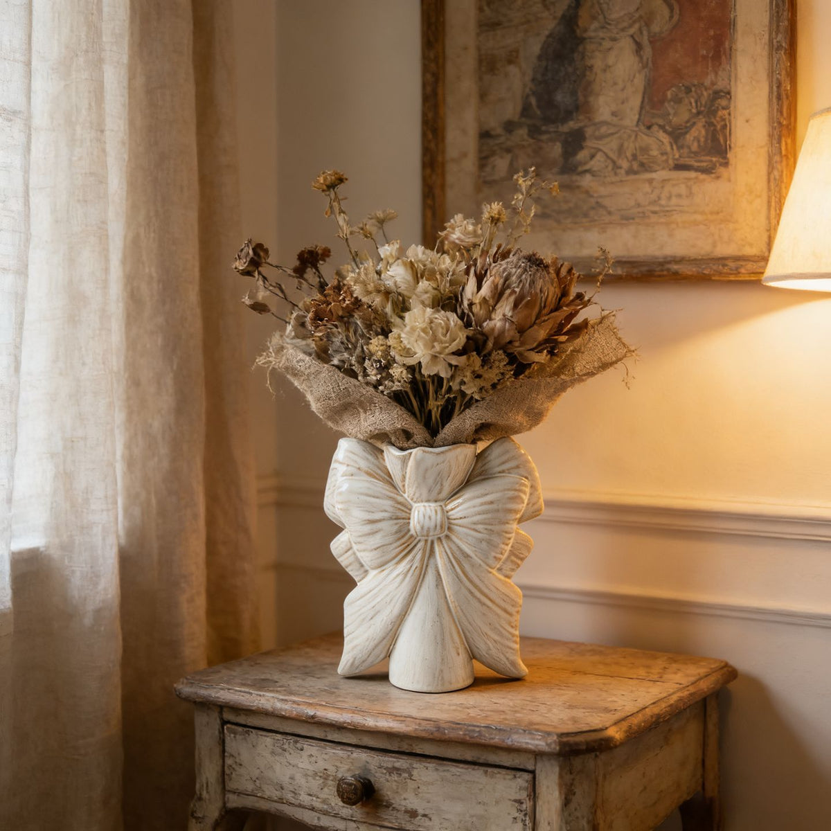 Bow-Shaped Ceramic Decorative Flower Vase