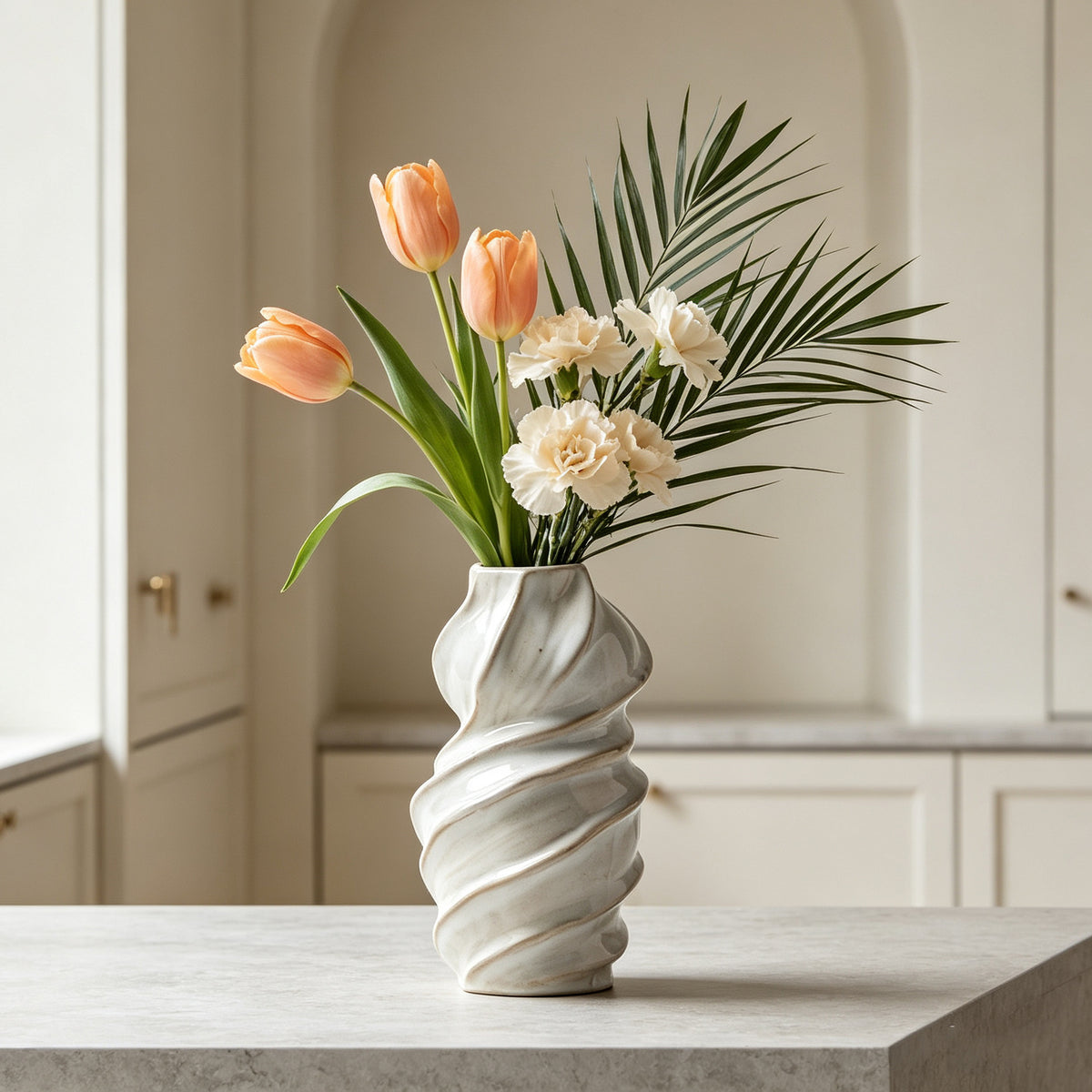 Spiral Sculptural Ceramic Flower Vase