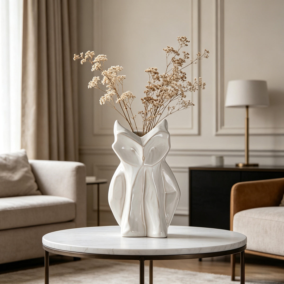 Owl-Shaped Ceramic Flower Vase