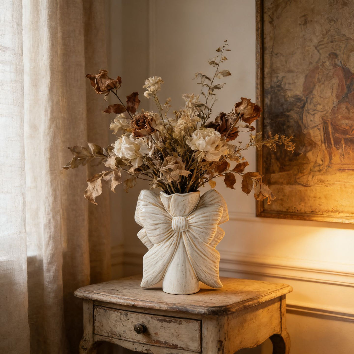 Bow-Shaped Ceramic Decorative Flower Vase